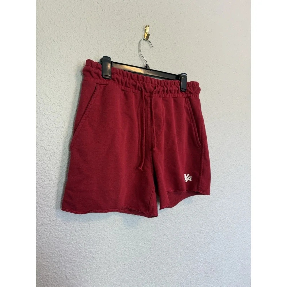 YoungLA Shorts Mens XL Burgundy Drawstring Sweat Shorts Gym Lounge Logo